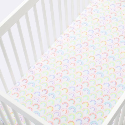  Fitted Crib Sheet Rainbows - Cloud Island™ - White