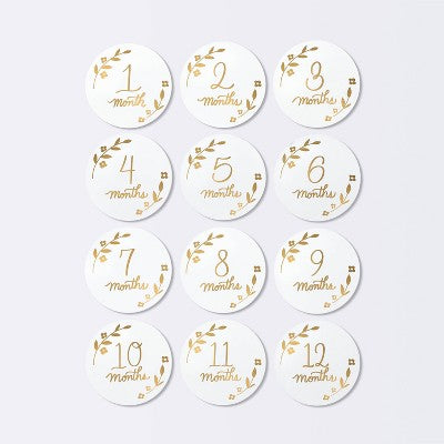 Round Monthly Milestone Cards - Luxe White And Gold - Cloud Island™
