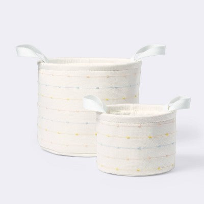  Medium Round Bin With Slub Stitching - Cream - Cloud Island™