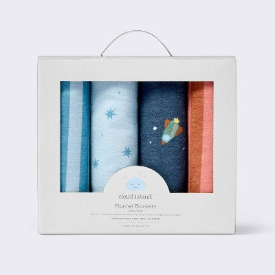 Flannel Baby Blankets - Space - 4pk - Cloud Island™