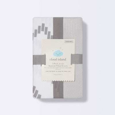  Jersey Bassinet Sheet - Cloud Island™ Gray Chevron And Solid Gray - 2pk