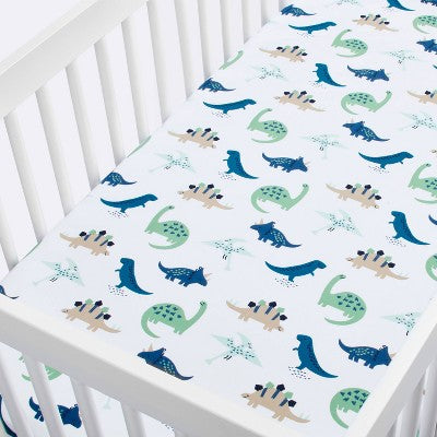  Fitted Crib Sheet Dinos Cool - Cloud Island™ - Blue/Green