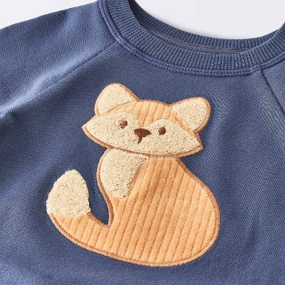  Baby Boys' 2pc Fox Sweatshirt & Corduroy Pants Set - Cloud Island™ Navy Blue