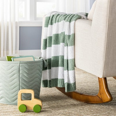  Quilted Fabric Large Round Storage Basket - Green - Cloud Island™