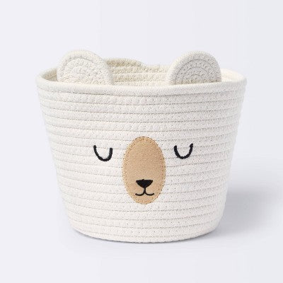  Small Tapered Round Coiled Rope Round Basket Sleepy Bear - Cloud Island™