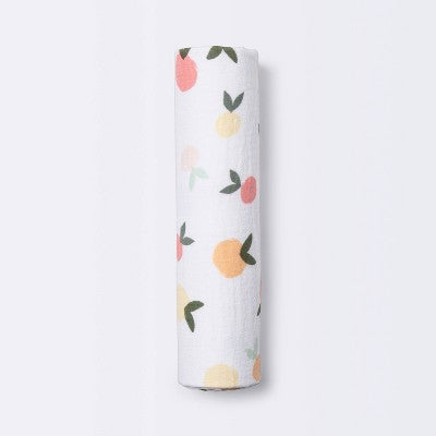  Muslin Swaddle Blanket Citrus - Cloud Island™ White/Orange