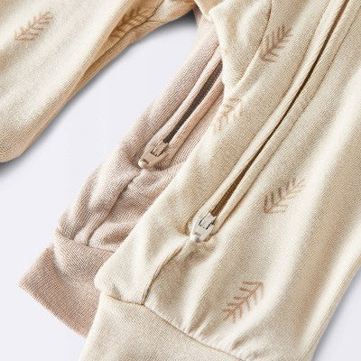  Baby 2pk Leaf So Very Soft Modal Blend Romper - Cloud Island™ Cream