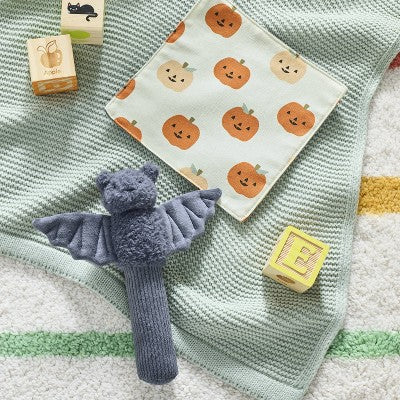  Bat Halloween Crinkle Paper + Rattle Baby Toy Set - 2pk - Cloud Island™