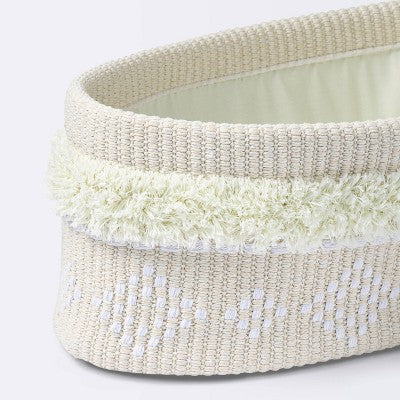  Tufted Fabric Medium Oval Storage Basket - Khaki And Cream - Cloud Island™