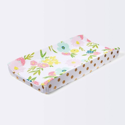  Plush Changing Pad Cover Floral - Cloud Island™ Gold