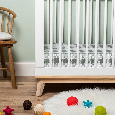  Fitted Crib Sheet - Cloud Island™ Green Gingham