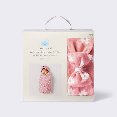  Hospital Muslin Swaddle And Headwrap Gift Set - Pink - Cloud Island™