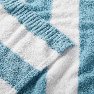  Chenille Stripe Baby Blanket - Blue And White Stripe - Cloud Island™