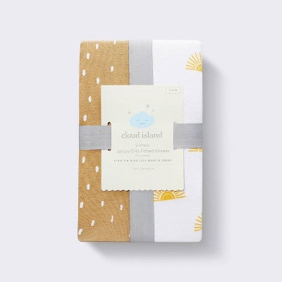  Fitted Jersey Crib Sheet - Sun Dashes - 2pk - Cloud Island™