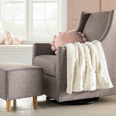 Faux Fur With Channel Carving Baby Blanket - Cream - Cloud Island™