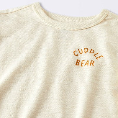  Baby Boys' 2pc Cuddle Bear T-Shirt And Striped Gauze Pant Set - Cloud Island™ Cream
