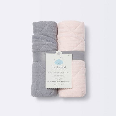  Muslin Changing Pad Liner - Cloud Island™ Light Pink - 2pk