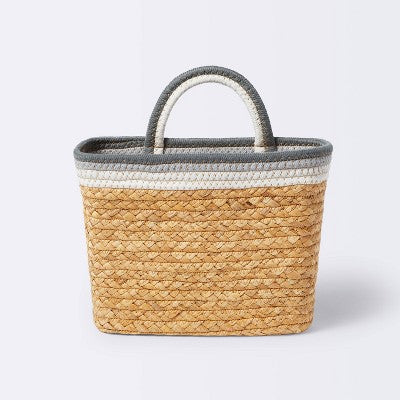  Wall Hanging Natural Woven Basket With Coiled Rope Handle - Cloud Island™