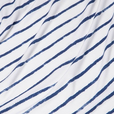  Polyester Rayon Jersey Fitted Crib Sheet - Cloud Island™ Navy Blue Vertical Stripe