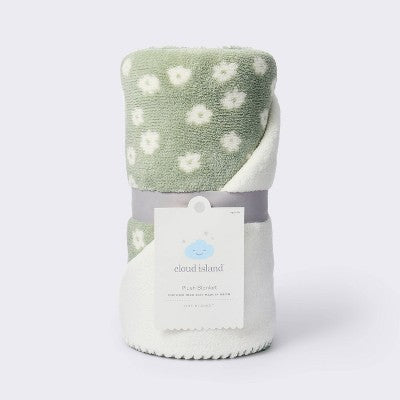  Plush Baby Blanket - Green Floral - Cloud Island™