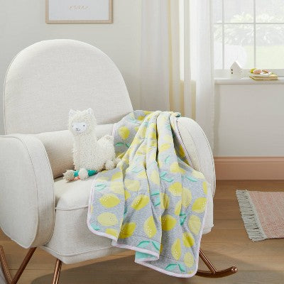  Jersey Knit Reversible Blanket Lemons - Cloud Island™ Gray/Yellow