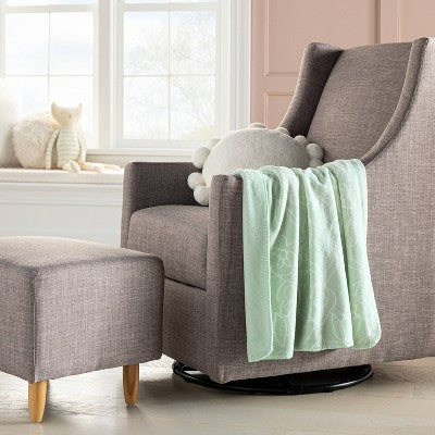  Plush Baby Blanket - Green Line Floral - Cloud Island™