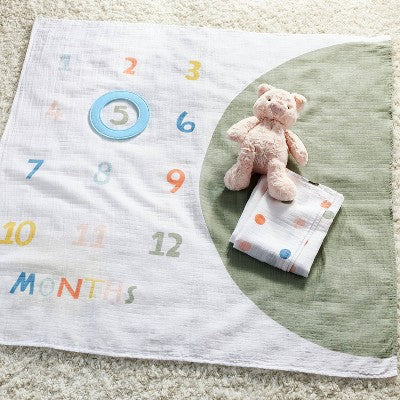  Milestone Swaddle Baby Blanket With Felt Frame - Multi Dot - Cloud Island™