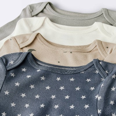  Baby 4pk Long Sleeve Moons Bodysuit - Cloud Island™ Gray