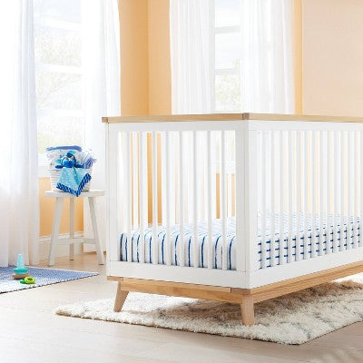  Fitted Crib Sheet Stripe - Navy/White - Cloud Island™
