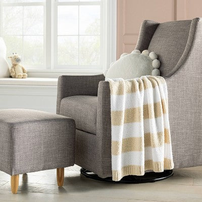  Chenille Stripe Baby Blanket - Khaki And White Stripes - Cloud Island™