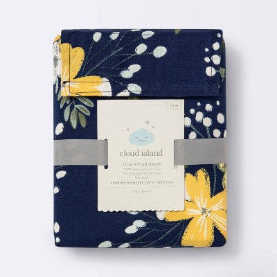  Fitted Crib Sheet Meadow - Cloud Island™ - Navy Floral