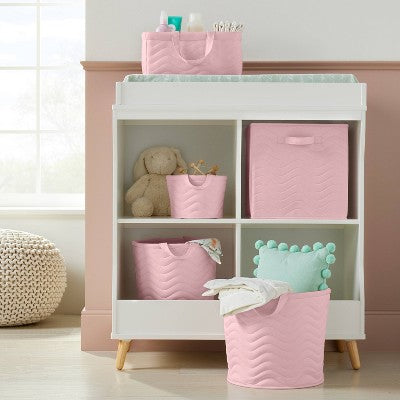  Quilted Fabric Diaper Caddy - Light Pink - Cloud Island™