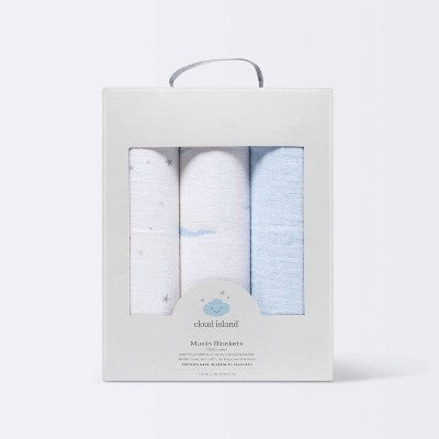  Muslin Swaddle Blankets 3pk - Cloud Island™ Two By Two Animals