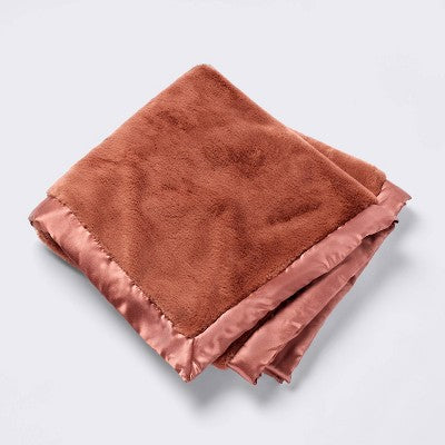  Solid Satin Edge Plush Baby Blanket - Russet Brown - Cloud Island™