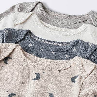  Baby 4pk Short Sleeve Moons Bodysuit - Cloud Island™ Gray