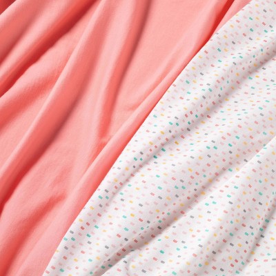  Fitted Jersey Crib Sheet - Cloud Island™ Confetti/Coral 2pk