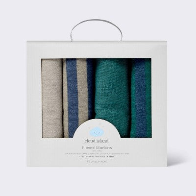  Flannel Baby Blankets - Cool Metallic - 4pk - Cloud Island™
