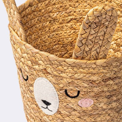  Braided Water Hyacinth Small Round Storage Basket - Rabbit - Cloud Island™