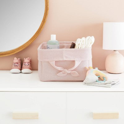  Decorative Storage Bin With Side Tie Medium - Cloud Island™ Pink