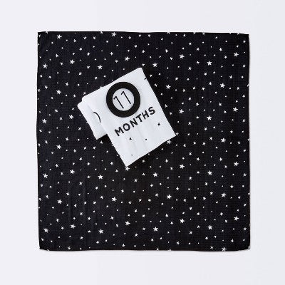  Milestone Swaddle Baby Blanket With Felt Frame - Black And White - Cloud Island™