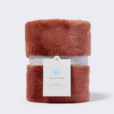  Solid Satin Edge Plush Baby Blanket - Russet Brown - Cloud Island™
