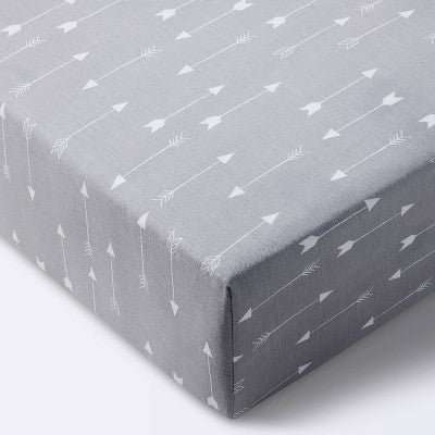  Fitted Crib Sheet Arrows - Cloud Island™ Gray