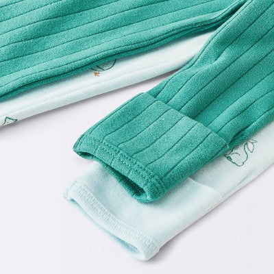  Baby Boys' 2pk Cozy Wide Ribbed Animals Sleep N' Play - Cloud Island™ Blue