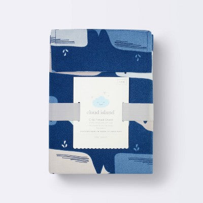  Fitted Crib Sheet Whales - Cloud Island™ Navy