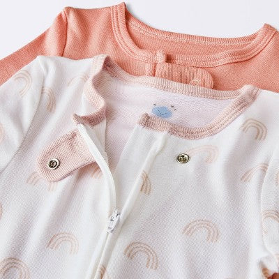  Baby Girls' 2pk Rainbow So Very Soft Modal Blend Sleep N' Play - Cloud Island™ Pink
