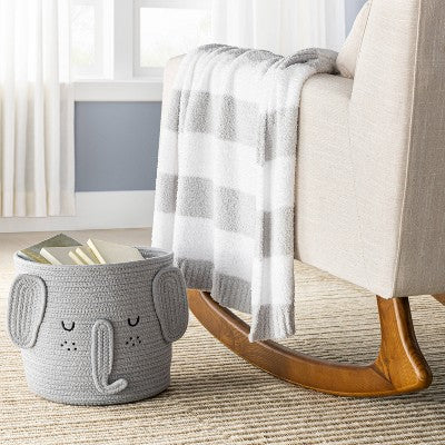  Chenille Stripe Baby Blanket - Gray And White Stripes - Cloud Island™