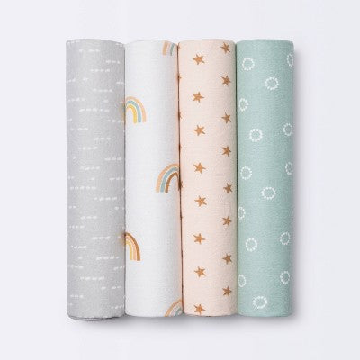  Flannel Baby Blankets Rainbow - Cloud Island™ 4pk