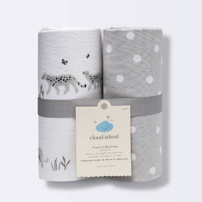  Flannel Blanket Larger Size 2pk - Cloud Island™ Two By Two Animals