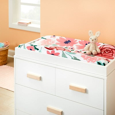  Plush Changing Pad Cover In Bloom - Pink Floral - Cloud Island™