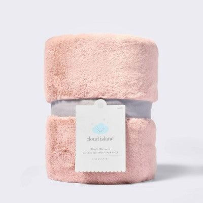  Solid Satin Edge Plush Baby Blanket - Pink - Cloud Island™